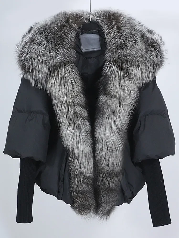 

Женский пуховик на белом утином пуху, свободное теплое пальто с воротником из натурального Лисьего меха, толстая Роскошная верхняя одежда, новинка зимы 2023