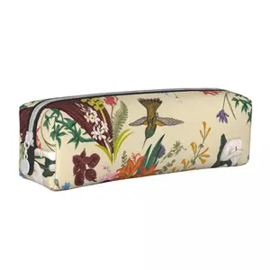 Vintage Floral Pencil Case Exotic Flowers Birds Pencilcases Pen for Student Large Storage Bag Students School Zipper Stationery