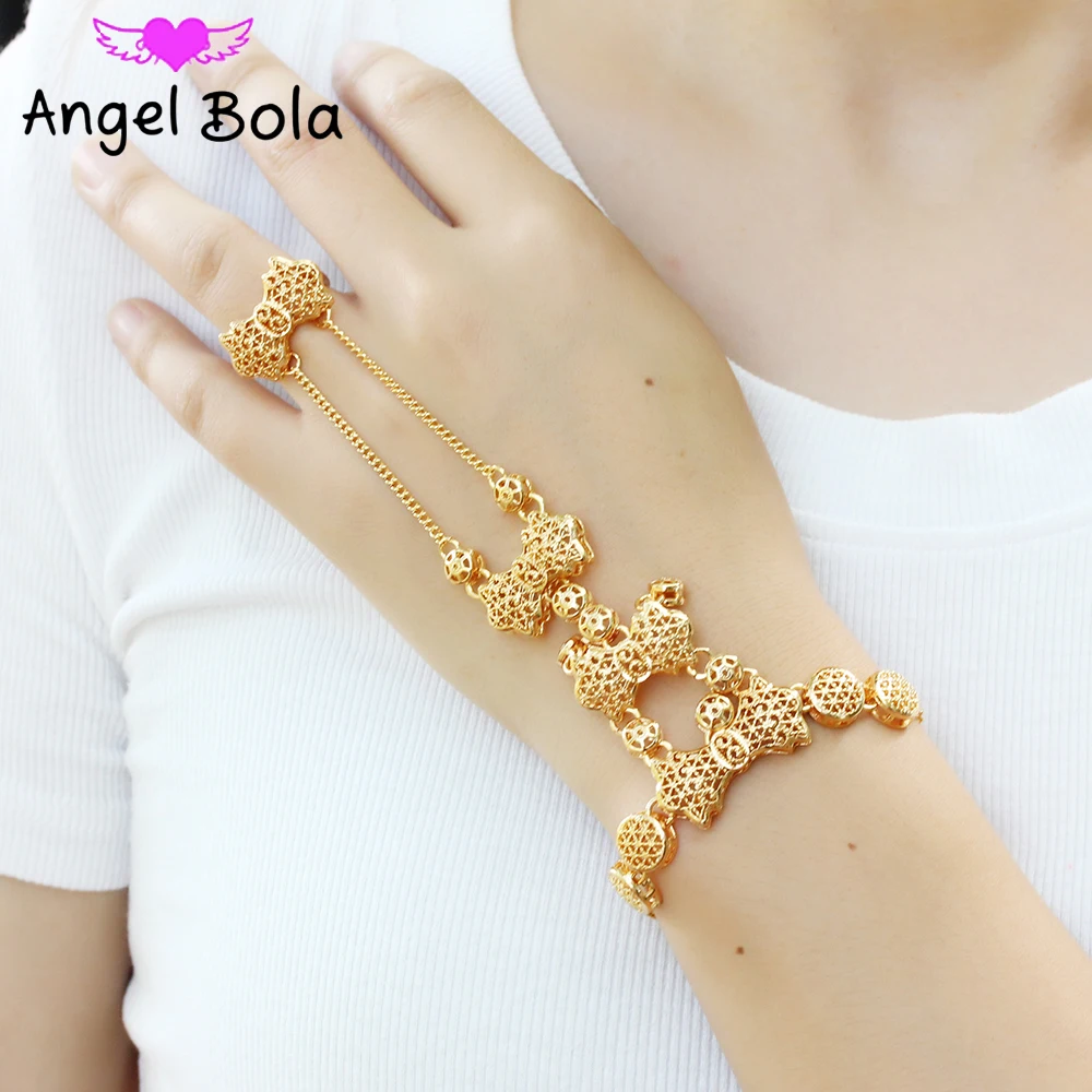 

Роскошный винтажный Модный женский комплект цепочек для подчиненных исламский мусульманский арабский золотой браслет для женщин и мужчин ...