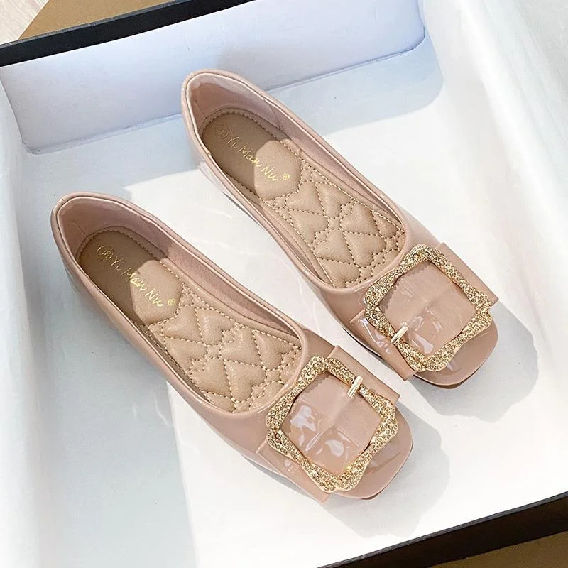 Designer Flats Shoes Women Soft-soled Buckle Single Shoes Ballets Pointed Toe Party Shoes Office Shoes 2023 New Zapatos Mujer