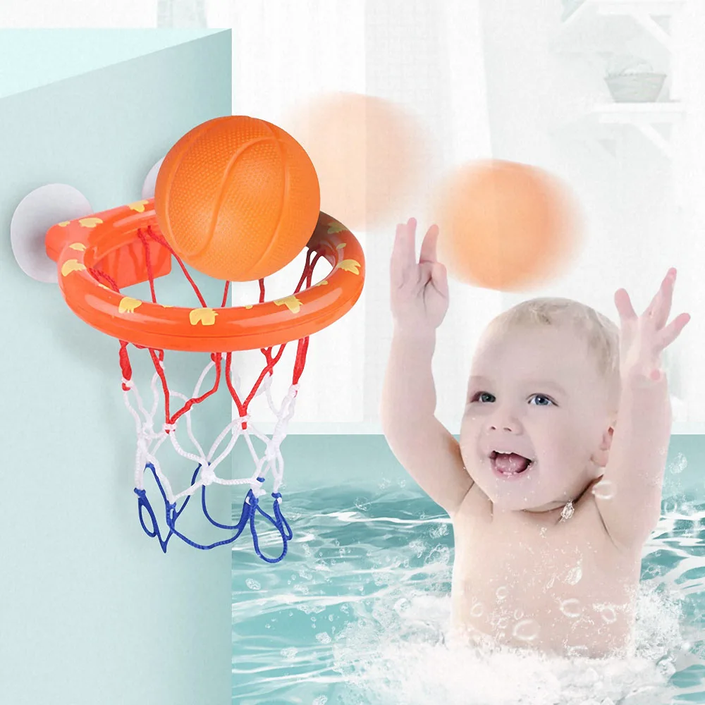 

1 Set Funny Kids Bath Toys Plastic Bathtub Basketball Hoop with 3 Balls Educational Shooting Game Toy Children Shower Boys Girls
