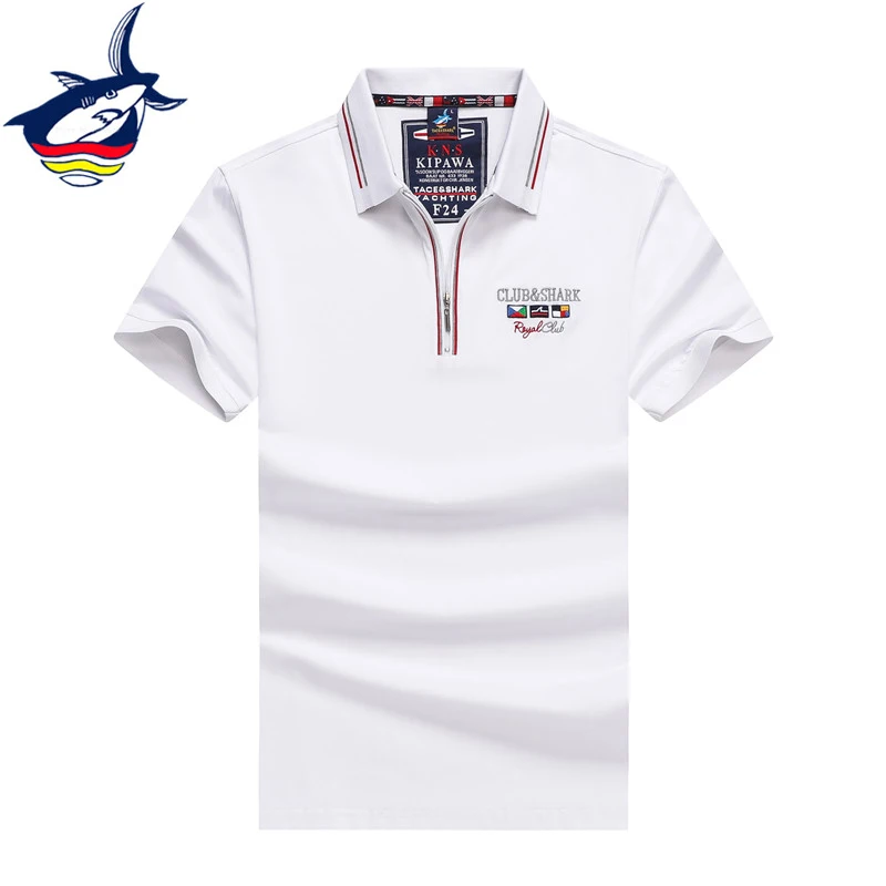 

High Quality Brand Polo Shirt Men Summer Golf Wear Embroidery Tace & Shark Polo Men Casual Business Polos for Husband/Father