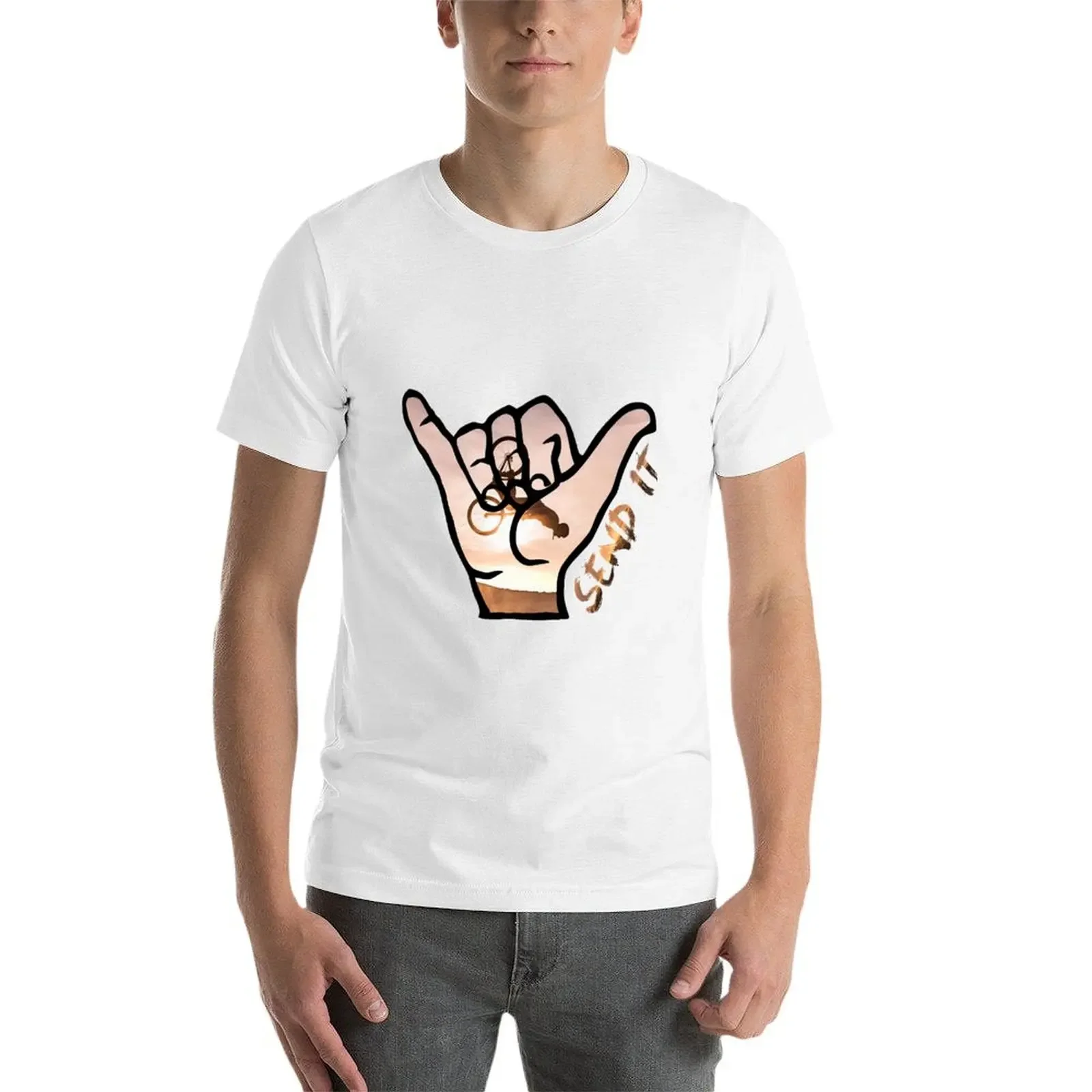 Футболка Send It Shaka Bruh Hand Shred the Gnar Mountain Bike для мальчика рубашка на заказ забавные