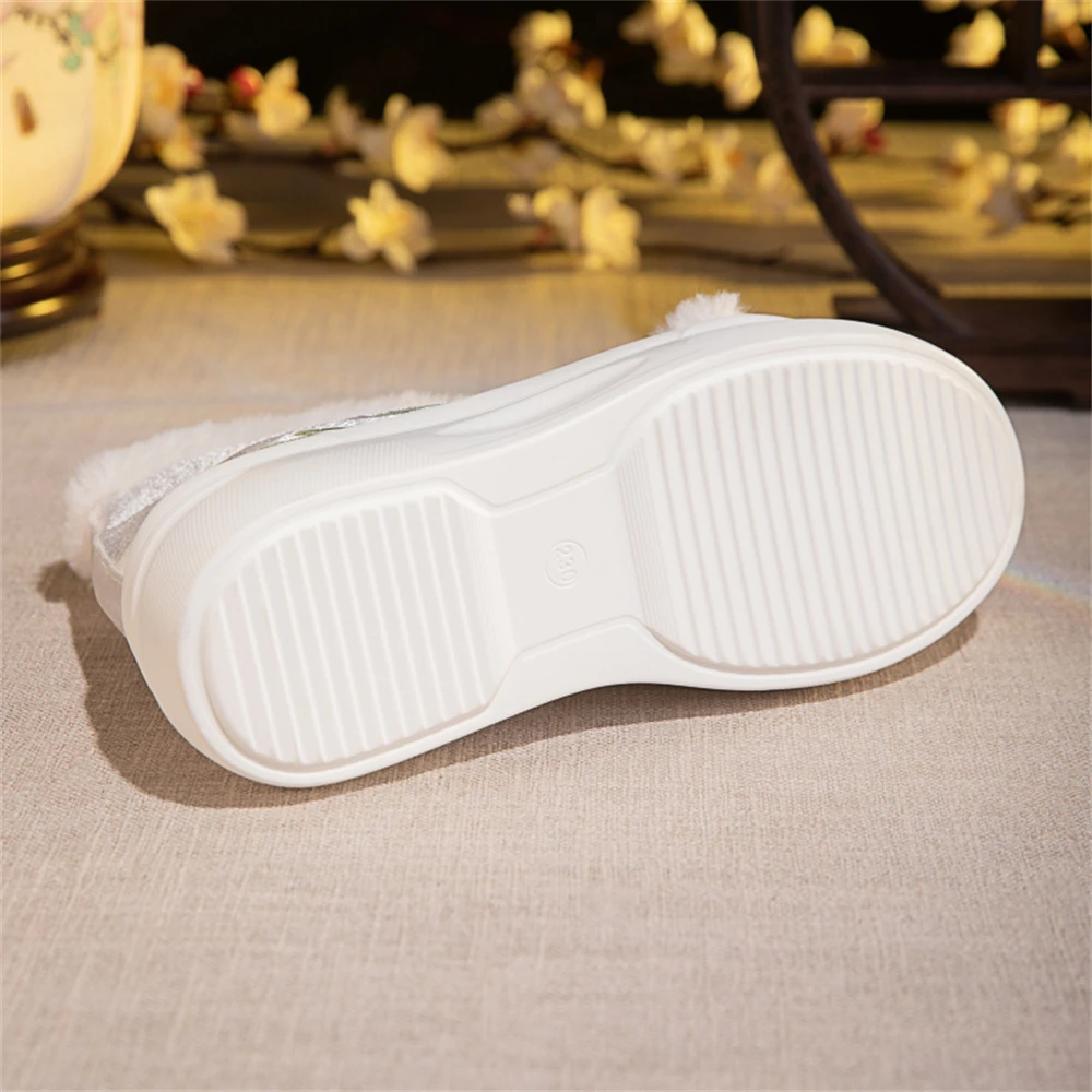 Осень-зима плюс бархатная толстая теплая хлопковая обувь женские туфли Hanfu на