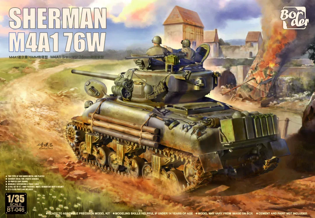 Фото Модель BORDER 1/35 BT-046 Sherman M4A1, танк 76 мм, турель в сборе, масштаб, игрушки «сделай сам», комплект модели №1