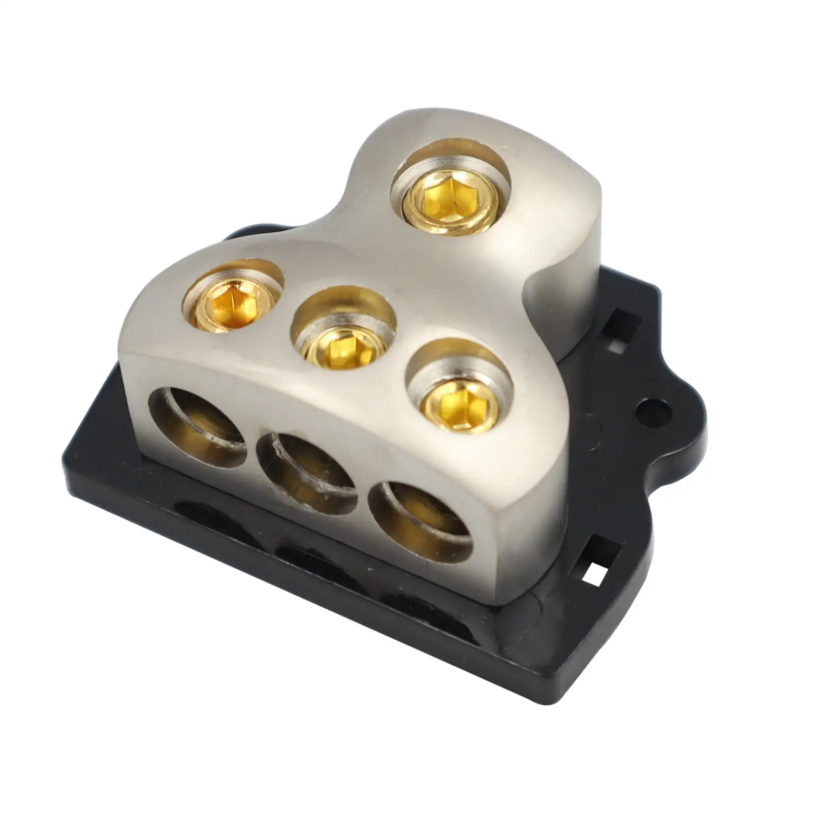 

3 Way Amp Power Ground Distributor Connecting Block 1x 0 Gauge in 3x 4 Gauge Out Fit for Car Audio Splitter Replacement