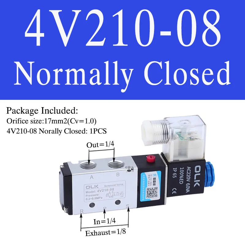 4V110-06/4V210-08/4V310-10/4V410-15 Пневматический электромагнитный клапан 5-портовый 2-позиционный воздушный электромагнитный клапан DC12V DC24V AC220V