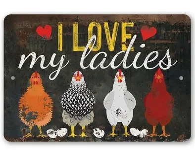 

Funny Chicken farmhouse home decor Vintage Metal Tin Sign
