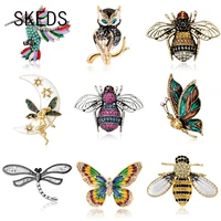 skeds hot sale women men retro rhinestone dragonfly bee jewelry brooch metal insect banquet party brooches womens mens pins