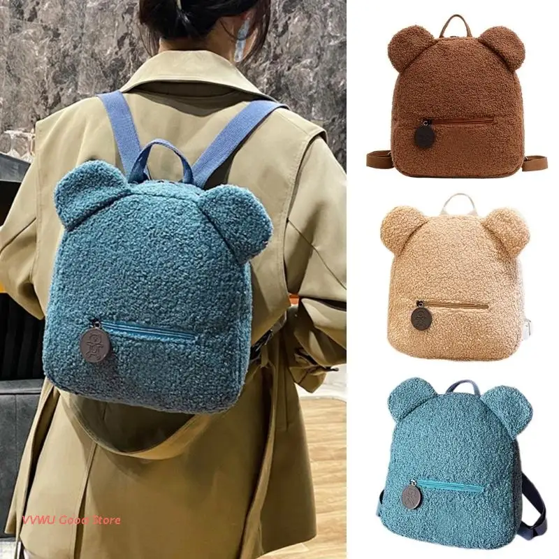 

Women's Fleece Sherpa Bag Furry Backpack Plush Daypack Large Capacity Backpack