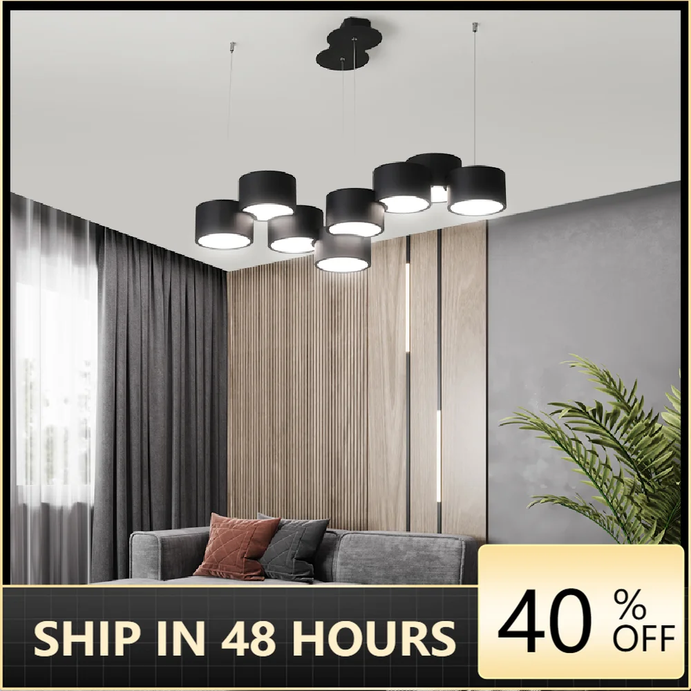 

Креативная современная светодиодная люстра в скандинавском стиле, черная или белая Подвесная лампа для столовой, гостиной, люстры для рест...