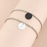 silver black beads couple bracelet small charms i love you simple beaded wrist bracelet female jewelry gift bracelet women