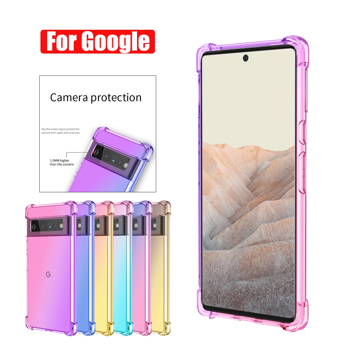 

Gradient Color Clear Case For Google Pixel 6A 6 7 Pro 5A 5G 4 5 6 XL Soft TPU Cover for Google Pixel 4A Google Pixel 6 Pro Case