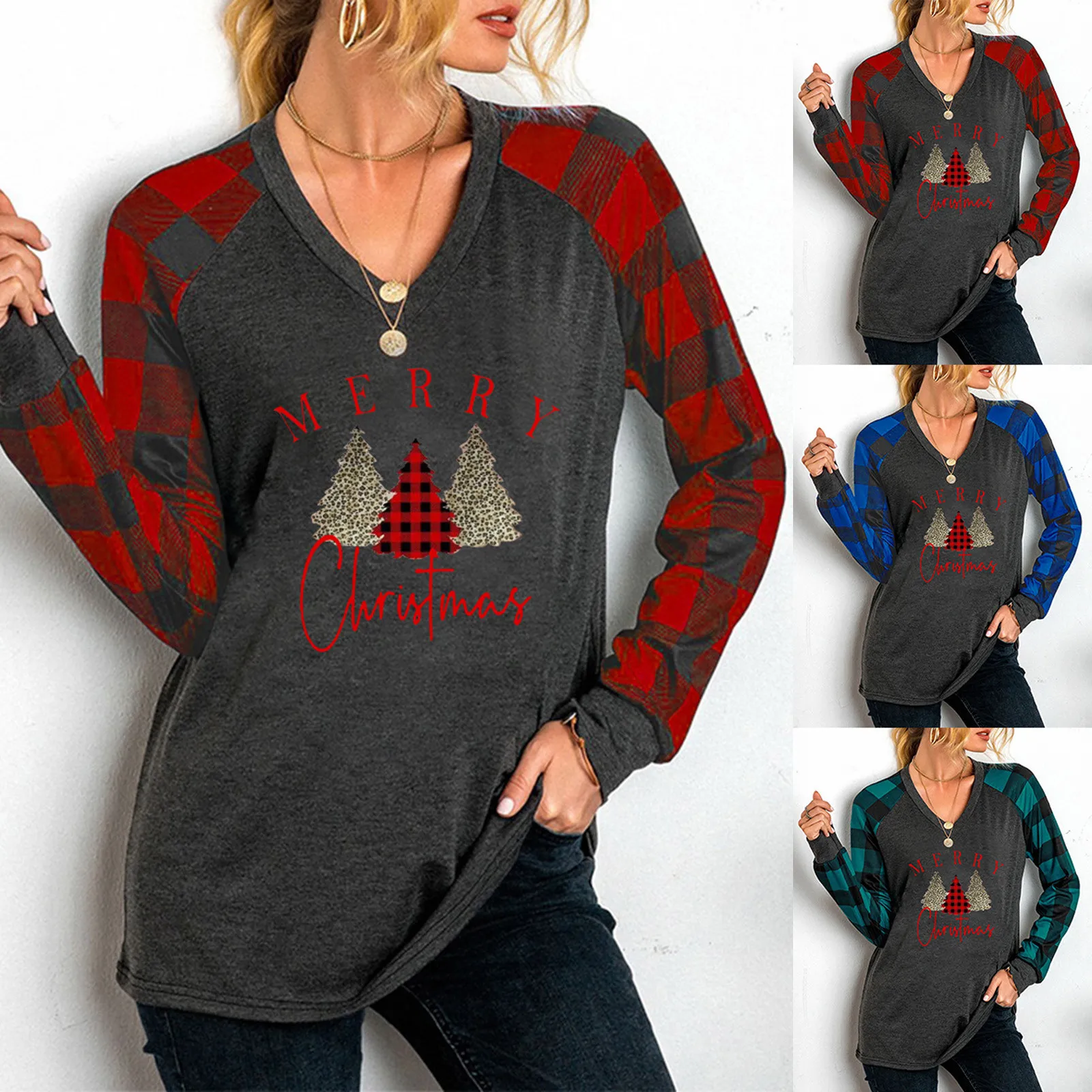 

Women's Christmas Theme Letter Christmas Tree Print Casual Loose T-shirt Dry Fit Shirts