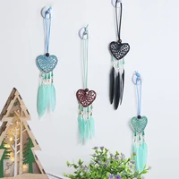 heart shape feather dream catcher wind chimes car interior wall dream catcher hanging pendant ornaments home decoration