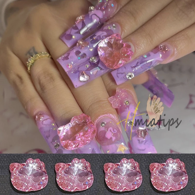 

10pcs Pink Cartoon Cat Nail Art Charms 3D Kawaii Design Jewelry Nail Decorations Luxury DIY Manicure Accessorie