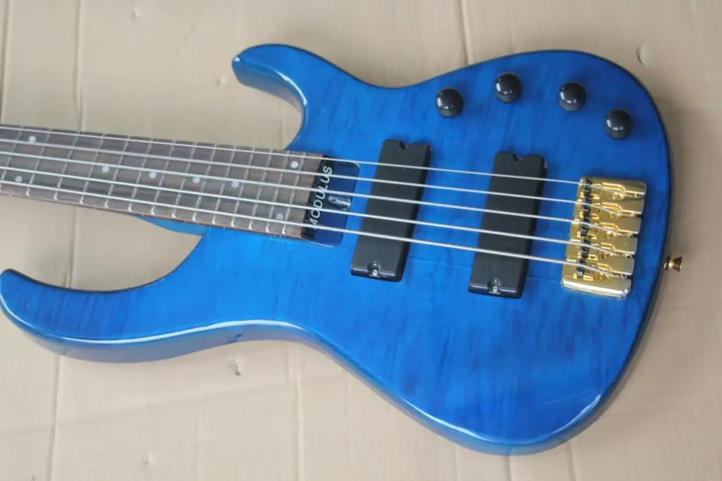 

Китайская фабрика по производству гитар custom 5 струнная электрическая бас-гитара с синей стеганой отделкой, бесплатная доставка 8pai
