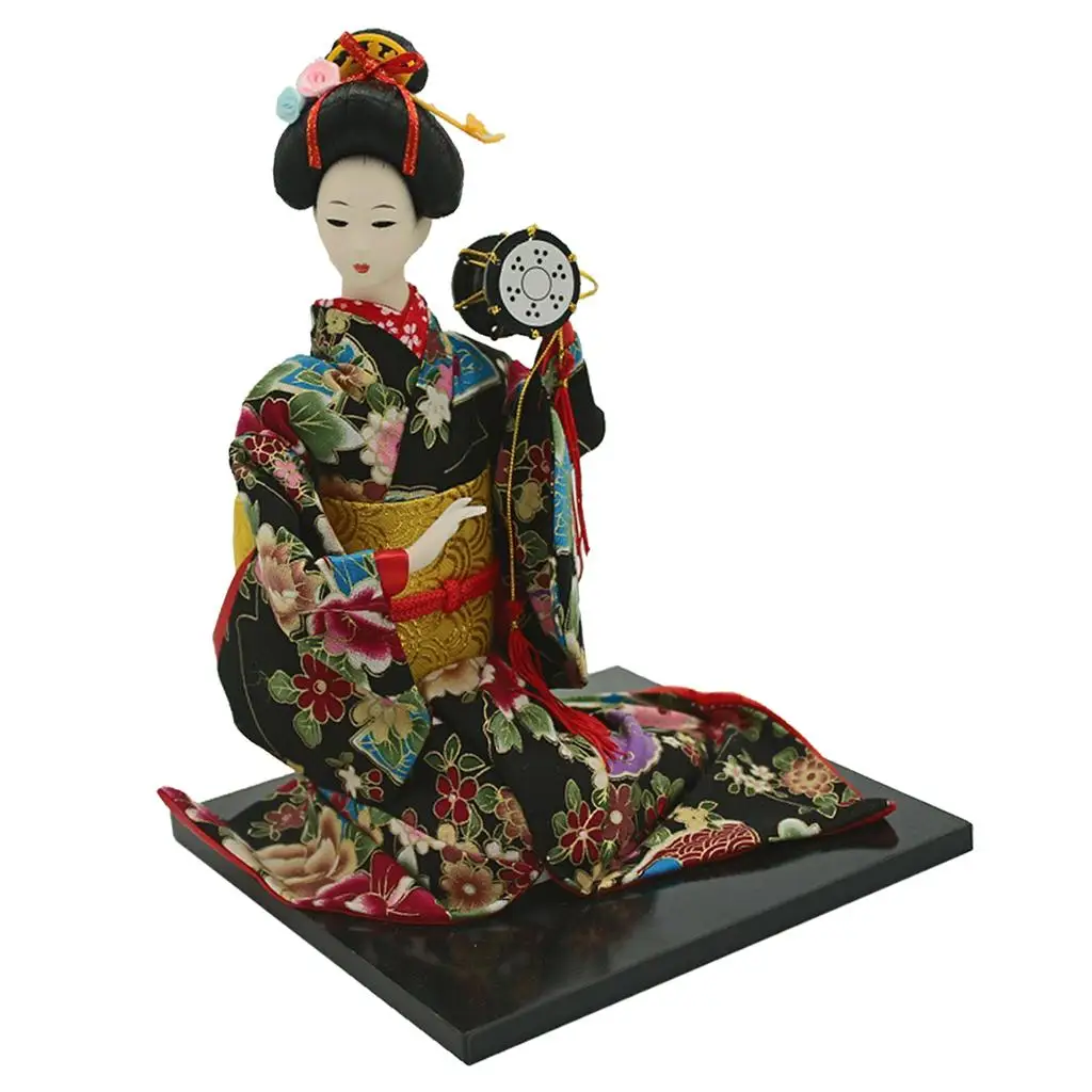

Delicate Japanese Samurai doll with Drum, Geisha Oriental Doll Craft