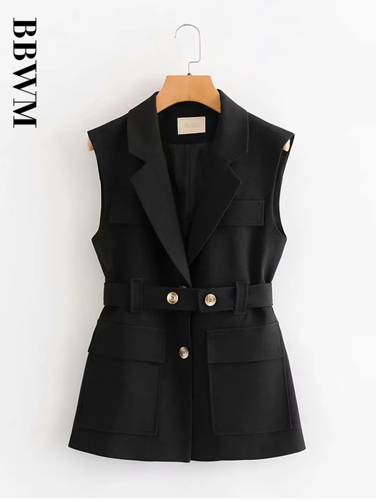 Женская однобортная куртка без рукавов повседневная шикарная в Корейском стиле