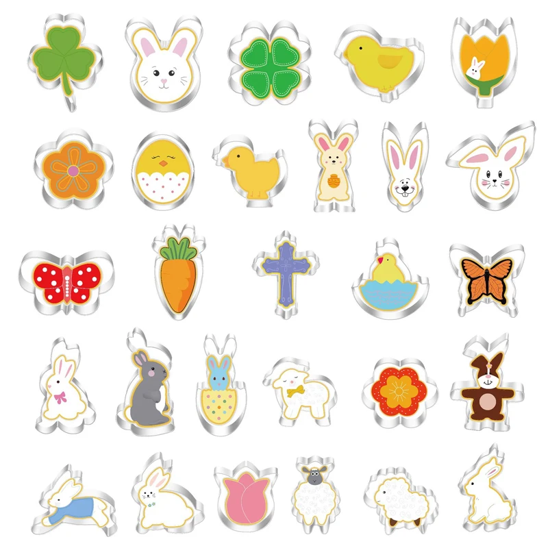 

1Pcs/Set Stainless Steel Easter Bunny Egg Silica Gel Mold Accessorie Chocolate Kitchen Decoration Bread Biscuit Cake Baking Tool