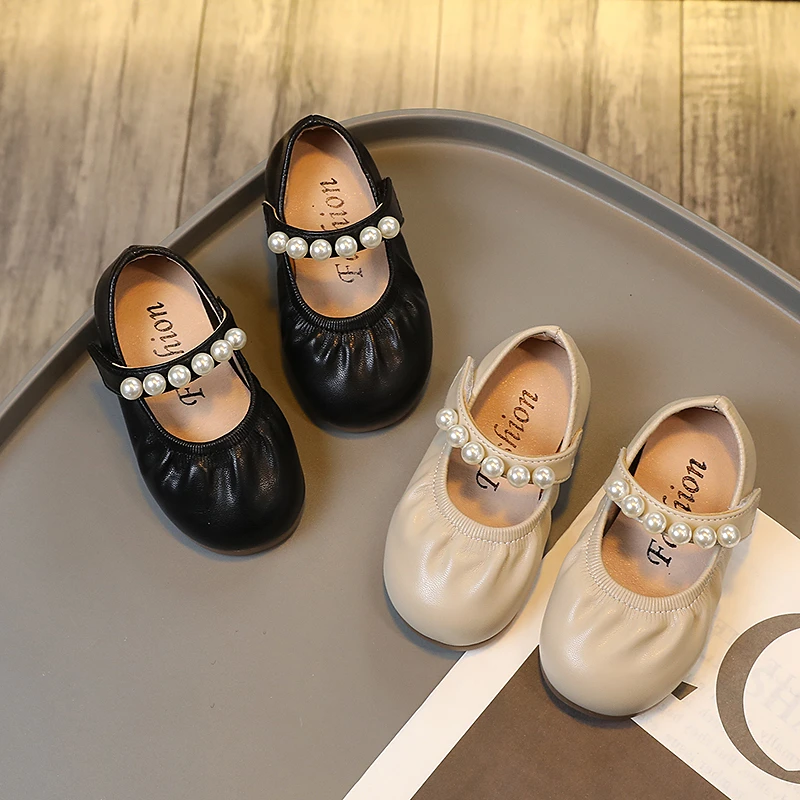 

Children Simple Performance Shoes Soft Kids Fashion New 2022 Girls Versatile Shallow Flats Spring Round-toe Casual Pearls Korean