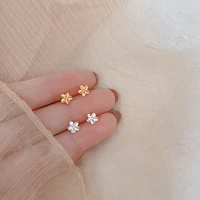 new fashion french stud earrings for women girl egg flower handmade elegant ear nails sweet romantic small piercing jewelry