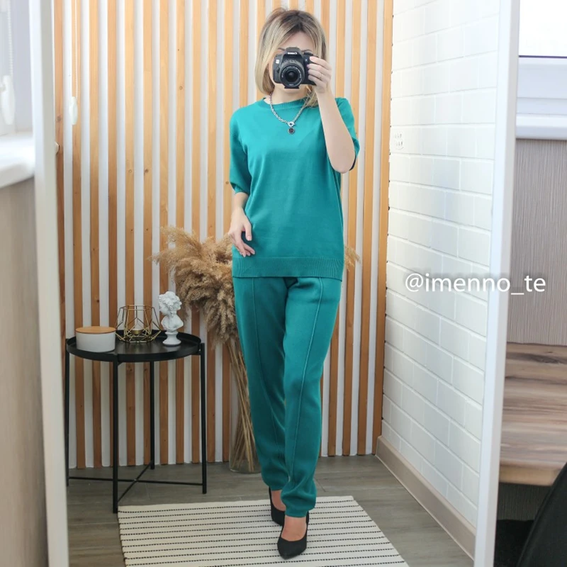 GIGOGOU/весенне-летние женские брюки спортивные костюмы модный вязаный комплект с