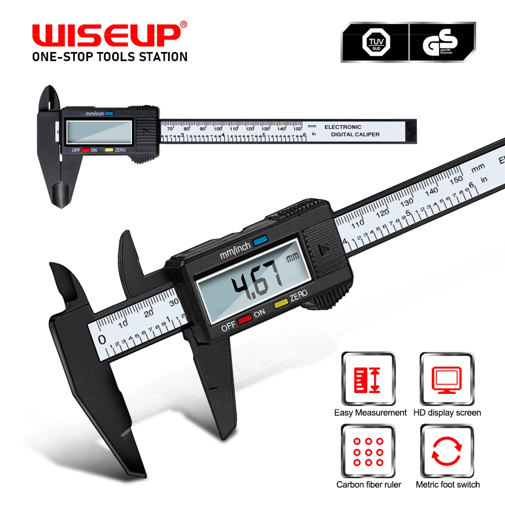 

Электронный цифровой штангенциркуль WISEUP, 150 мм