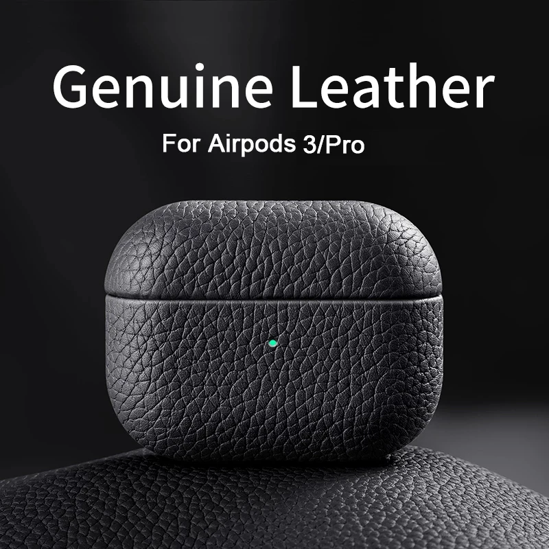 

Чехол из натуральной кожи для Airpods Pro, чехол для Apple Airpods 3 2021, чехол из натуральной воловьей кожи с узором Личи, защитный чехол