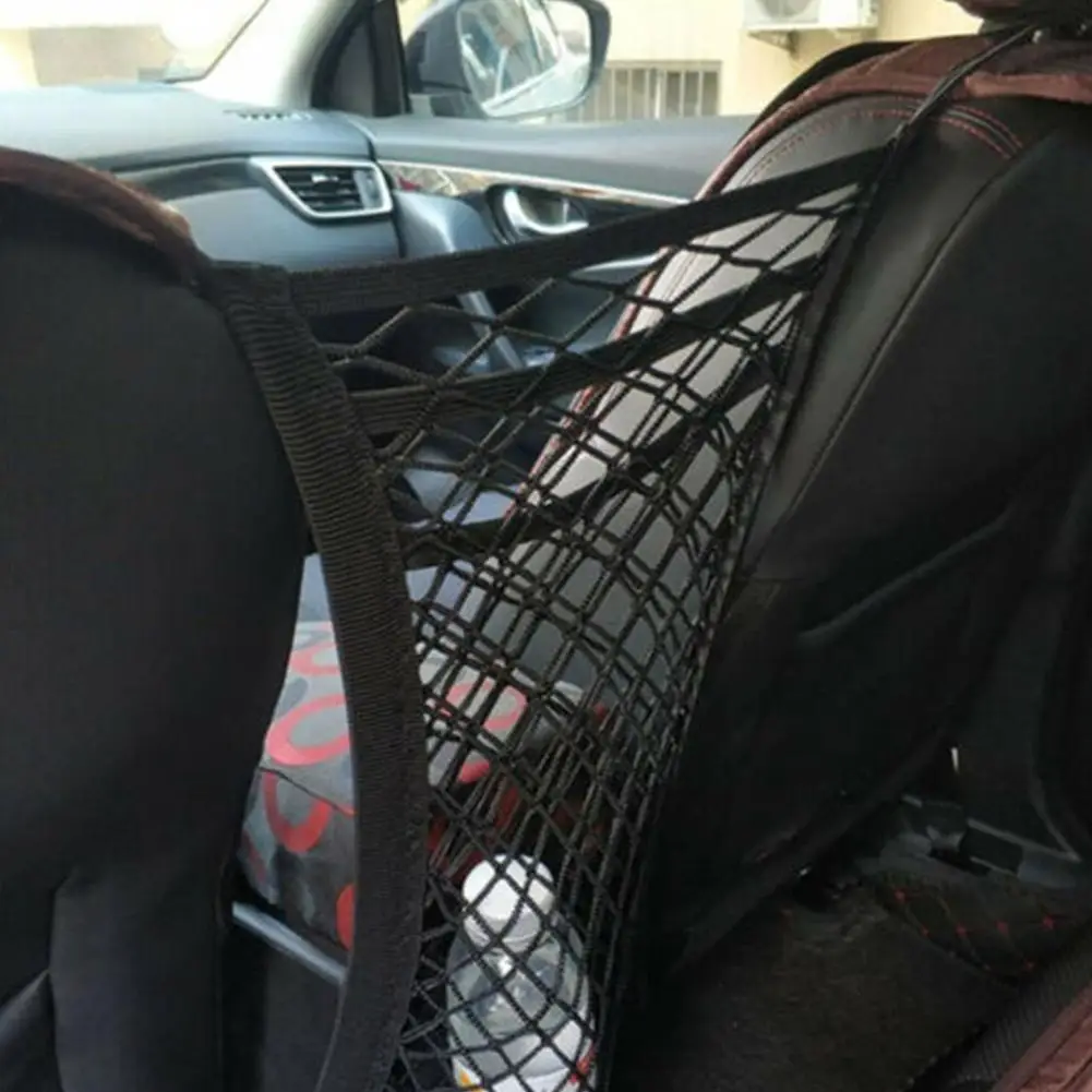 

Car Back Rear Mesh Trunk Seat Elastic String Net Magic Sticker Universal Storage Bag Pocket Cage Auto Organizer Seat Back Bag
