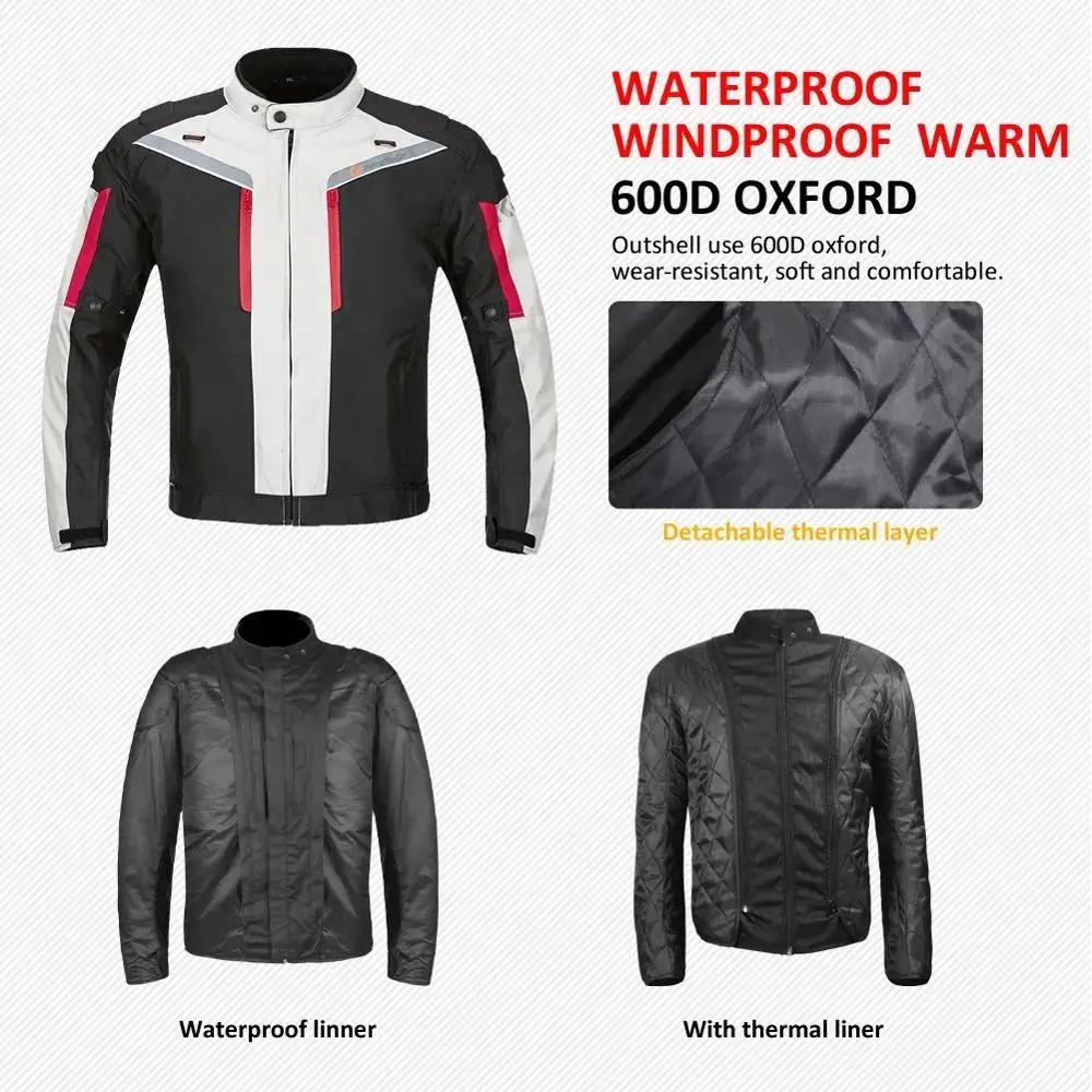 Men Winter Anti-fall Motorcycle Riding Suit Oxford Cloth Breathable Waterproof Warm Racing Suit Jacket Pants With Pockets enlarge