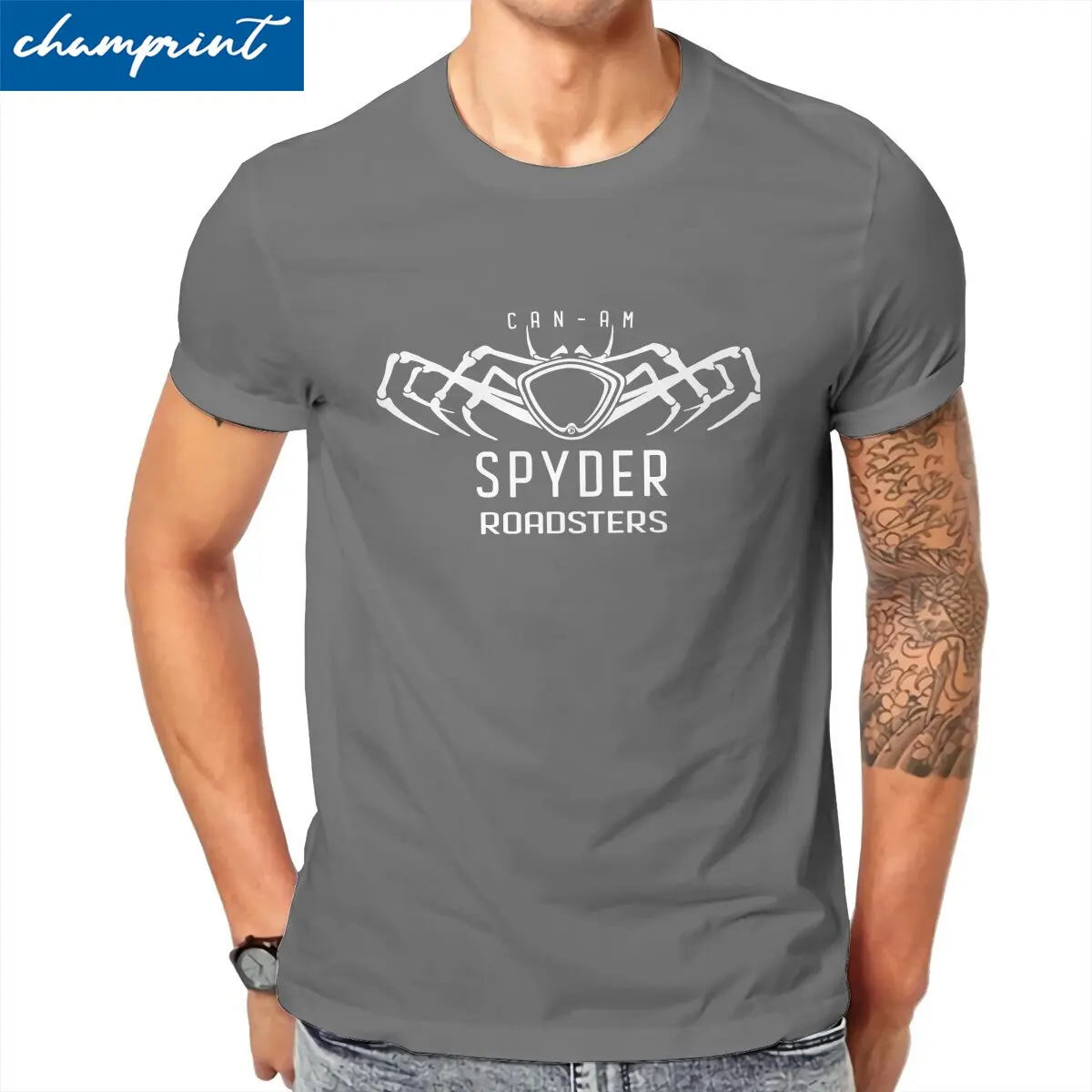 

Мужские футболки с надписью Can Am Spyder Roadsters, белая одежда из чистого хлопка со скелетом, Юмористические футболки с круглым вырезом