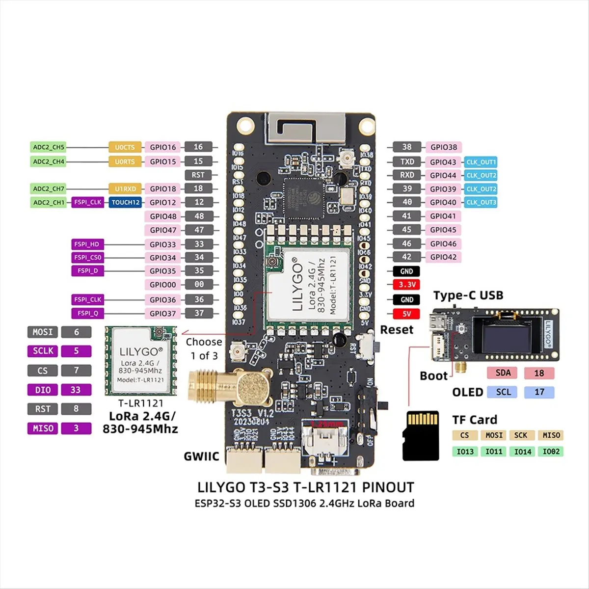 AAAE T3S3-LR11212.4G V1.2 - LoRa2.4G SX1280 с модулем OLED-дисплеем 0.96 дюйма для разработки приборов (art.: 3920dbdf4af0b) - 3920dbdf4af0b