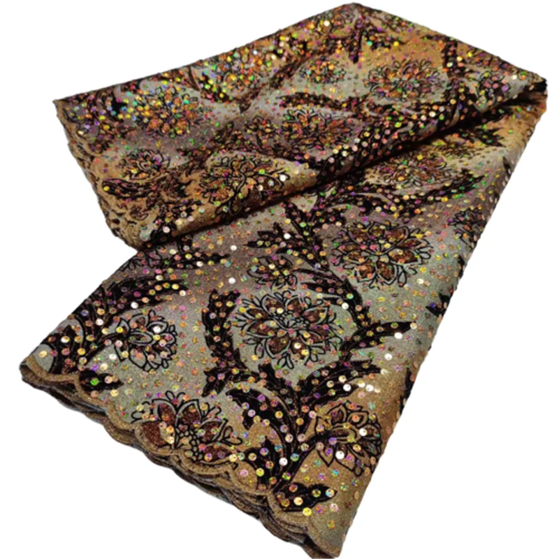 2022 зеленая новейшая дешевая вышивка французская Тюлевая кружевная ткань с