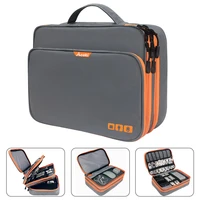 three layer electronic accessories organizer storage handbag with front pocket travel cable organizer large capacity for ipad