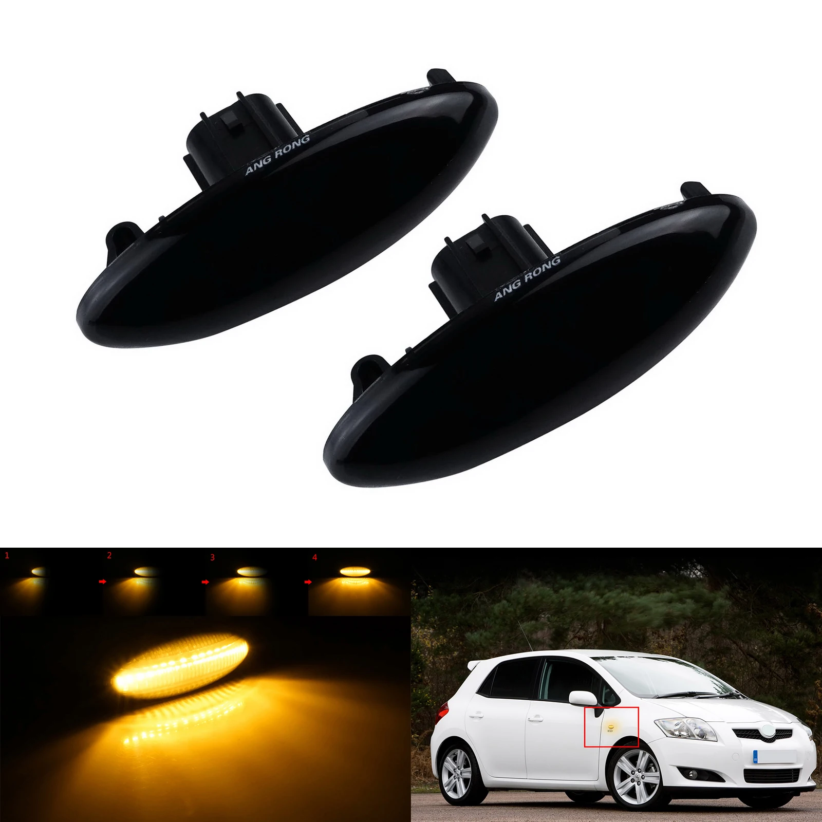 

Динамический боковой индикатор, светодиодный ретранслятор янтарсветильник цвета для 05-09 Toyota RAV4 Yaris Vitz