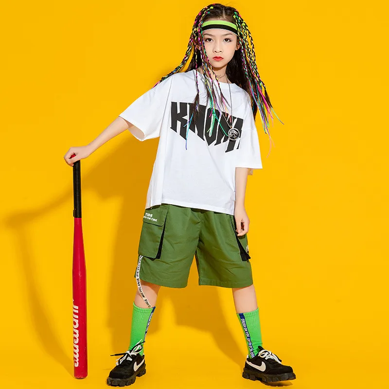 

Children's Streetwear Casual Sports Costumes Teenager Boys Girls T-shirt Cargo Shorts Hip Hop Dance Clothes Kids Tracksuit 3-16Y