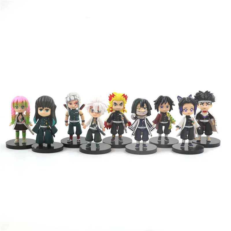 

9 Pcs/Set Demon Slayer Anime Kimetsu No Yaiba Figure 8cm Tomioka Giyuu Kochou Shinobu Rengoku Kyoujurou Action Figure Toys