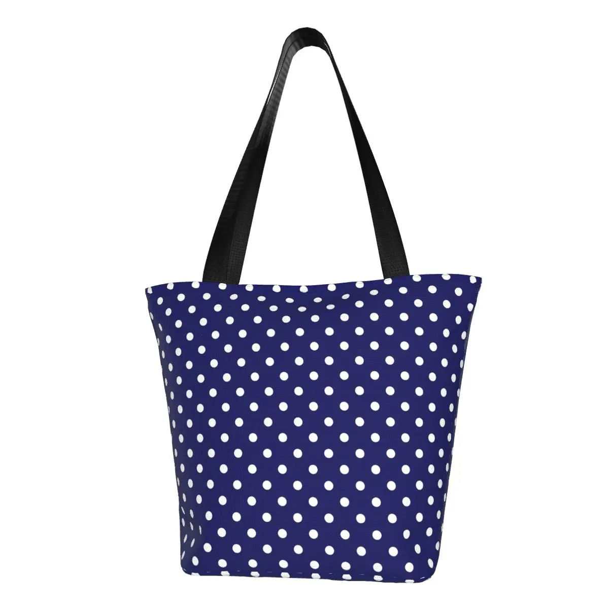 

Синяя сумка для покупок в горошек, сумки для покупок с графическим принтом в стиле ретро, Женская крутая Сумка-тоут, тканевая школьная сумка