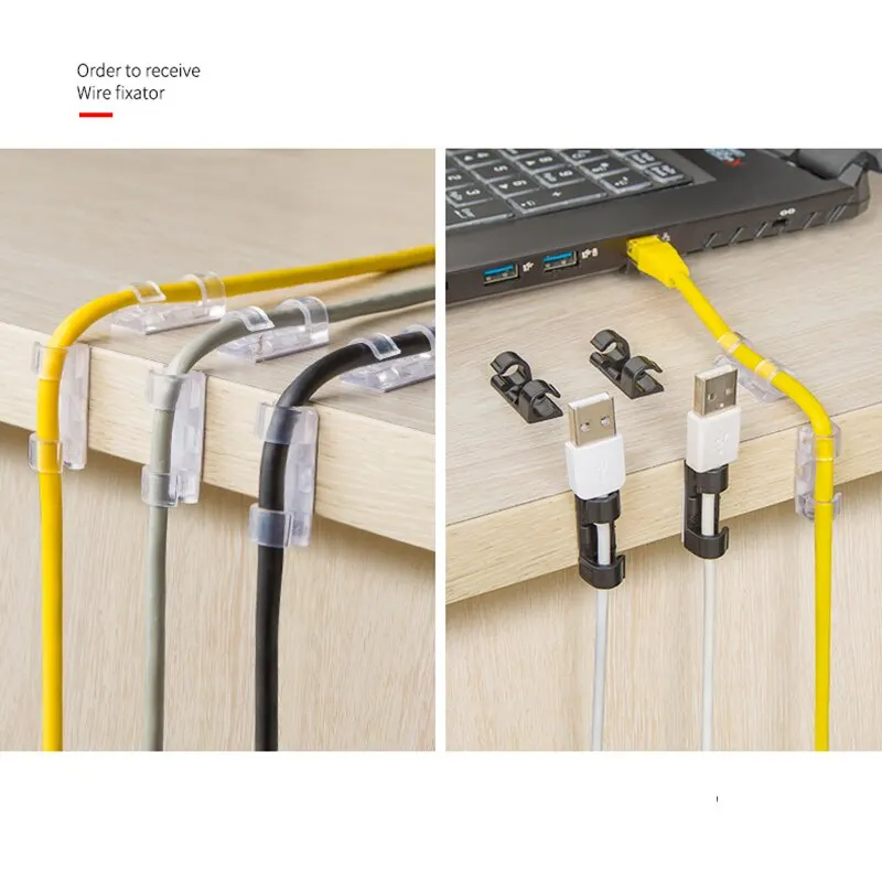 

40pcs Finisher Wire Clamp Wire Organizer Cable Clip Buckle Clips Ties Fixer Fastener Holder Data Telephone Line Usb Winder