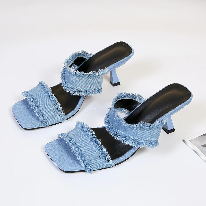 

Women's Shoes 2023 Fashion Open Toe High Heel Slippers Summer Elegant Beach Slippers Women's Solid Thin Heel Women's Slippers