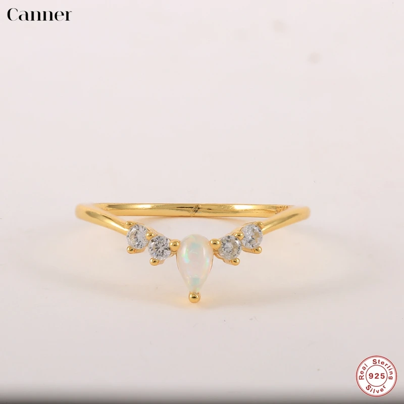 

CANNER Genuine 925 Sterling Silver Gold Rings for Women Round Cut Zirconia Diamond Solitaire Ring Wedding Band Engagement Bridal