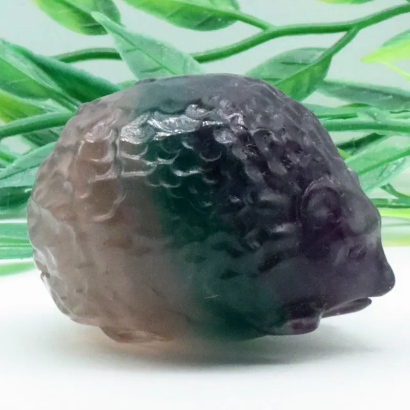 

1,8 дюймов 90 г натуральный кристалл флюорит Ежик рейки Восстанавливающий камень домашний декор Ручная работа Искусственные резьбы DIY подарк...