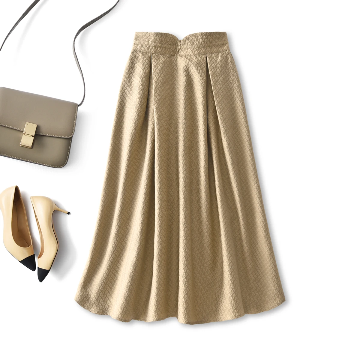 

2022 Retro Skirt Women Office Lady Solid A-LINE Mid-Calf High Waist Korean Fashion Clothing Mujer Faldas Women Clothes