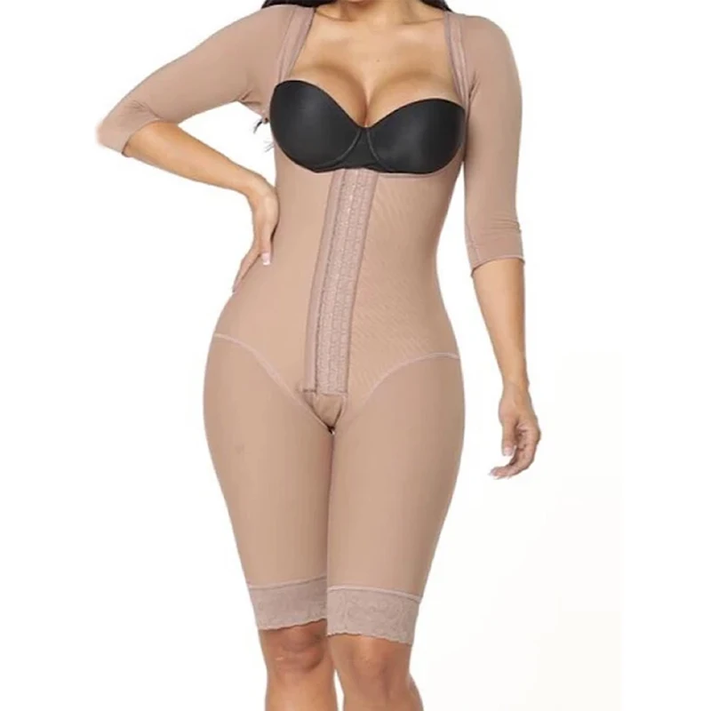 One-Piece Body Slimming Bodysuit Women Lace With Half Sleeves Underbust High Back Shapewear For Women