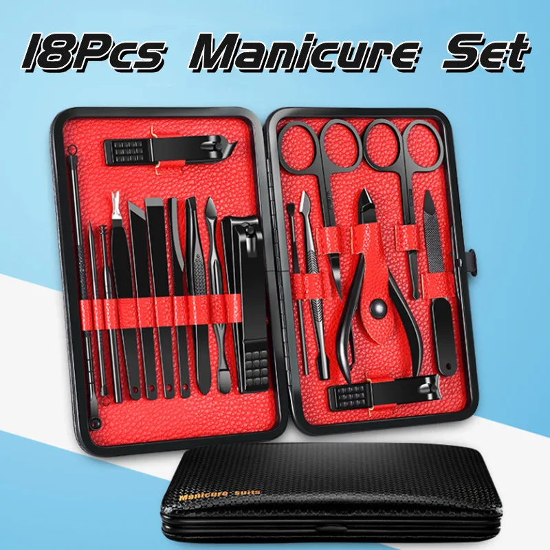 

18Pcs/Set Stainless Steel Nail Scissors Nail Clipper Nail Clipper Manicure Pedicure Set Exfoliating Dead Skin Foot Care Tools