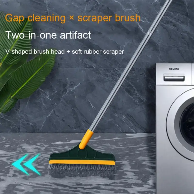 

2 In 1 Floor Brush Scrub Brush Rotating Bathroom Kitchen With Adjustable Stainless Metal Long Handle Scrubber Detachable Supplie