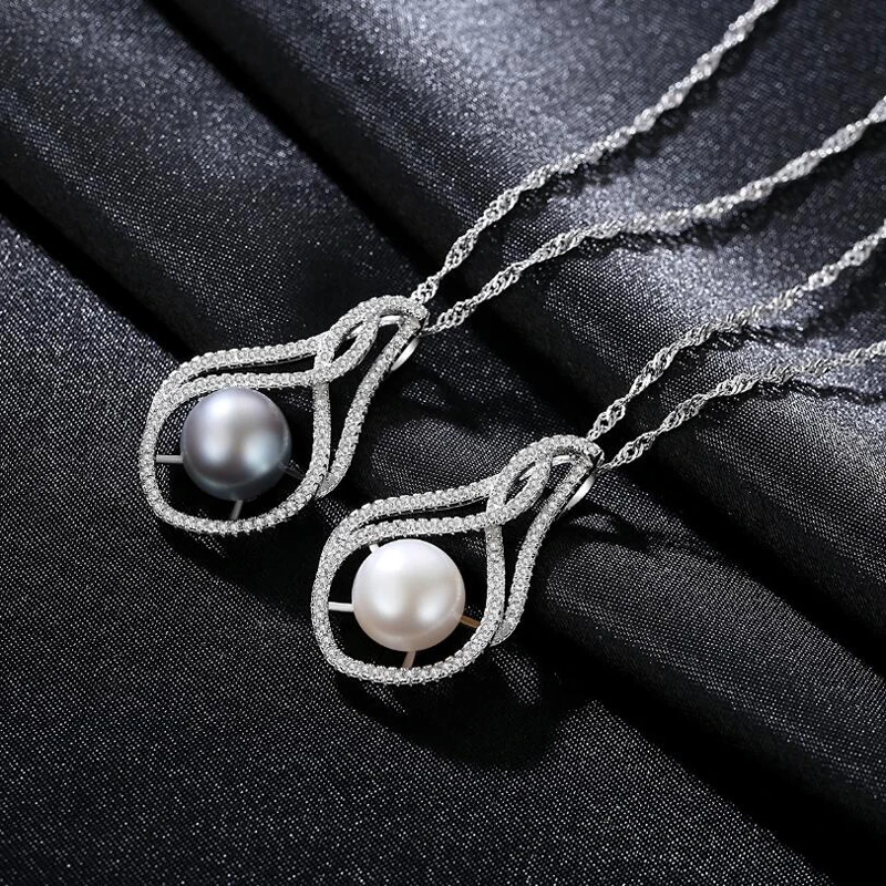 

[MeiBaPJ]Real Freshwater Pearl Simple Personality Pendant Necklace 925 Solid Silver Fine Jewelry for Women