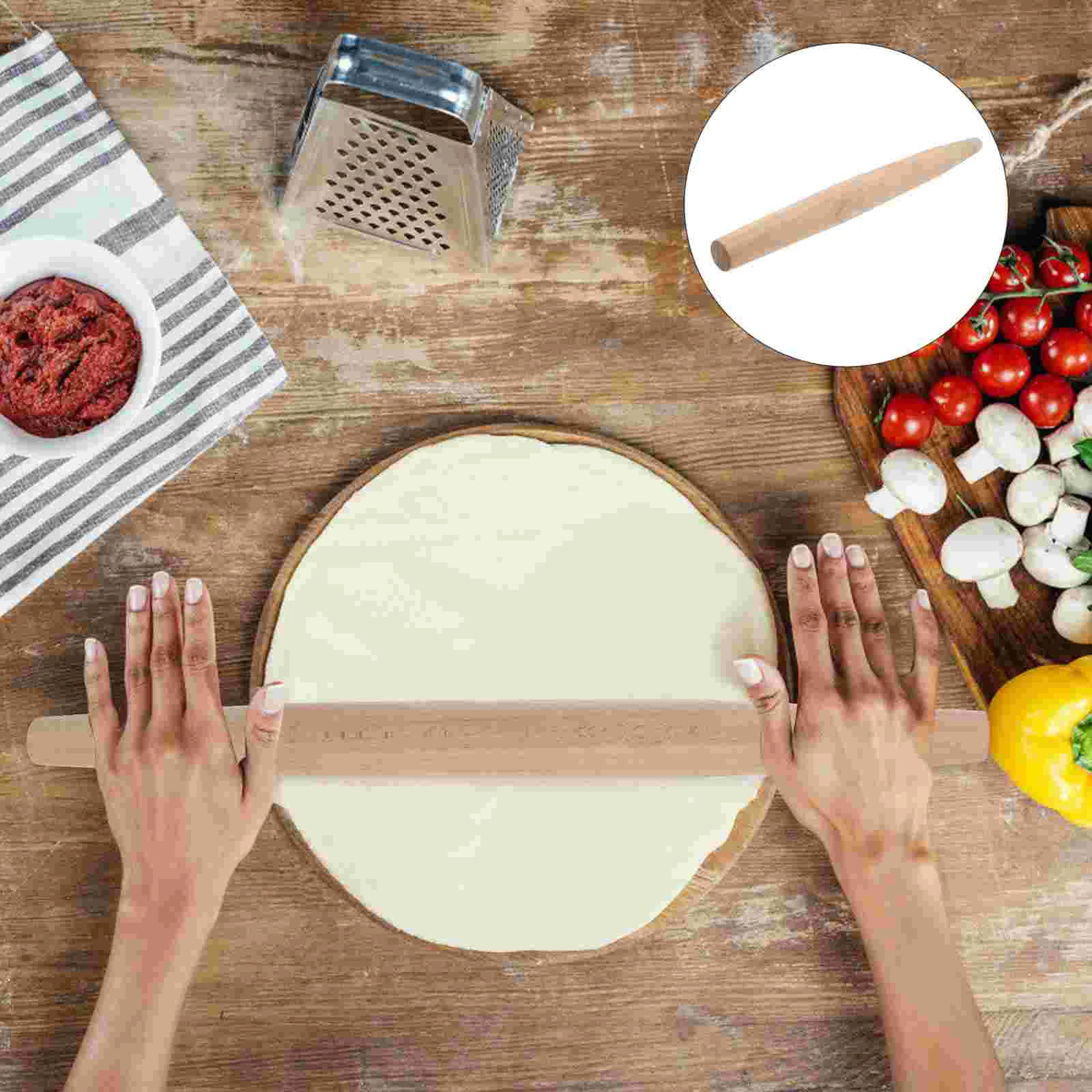 

Wood Rolling Pin Wooden Dumpling Dough Rolling Pin Home Roller Rolling DIY Kitchen Dough Rollers for Pastry Dough Beige