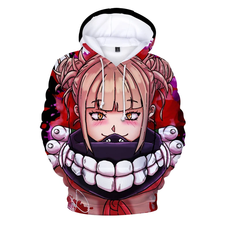 

2022 Women/Men Anime Hodies Sweatshirt Long Sleeve Pullover My Hero Academia Villain Toga 3d Print Hooded Streetwear Hoodies